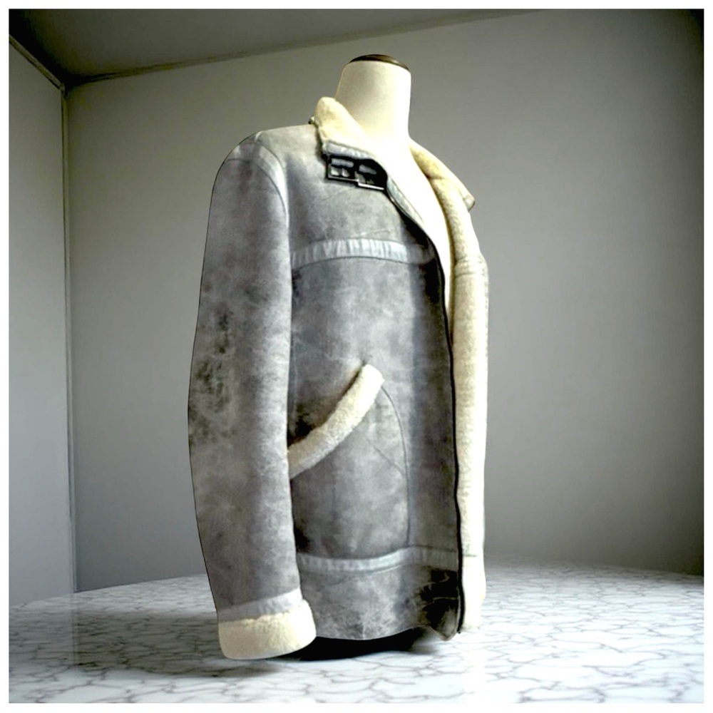 Versace Jeans Couture Distressed Shearling Jacket – Gray | Vintage Luxury - Picture 3 of 16